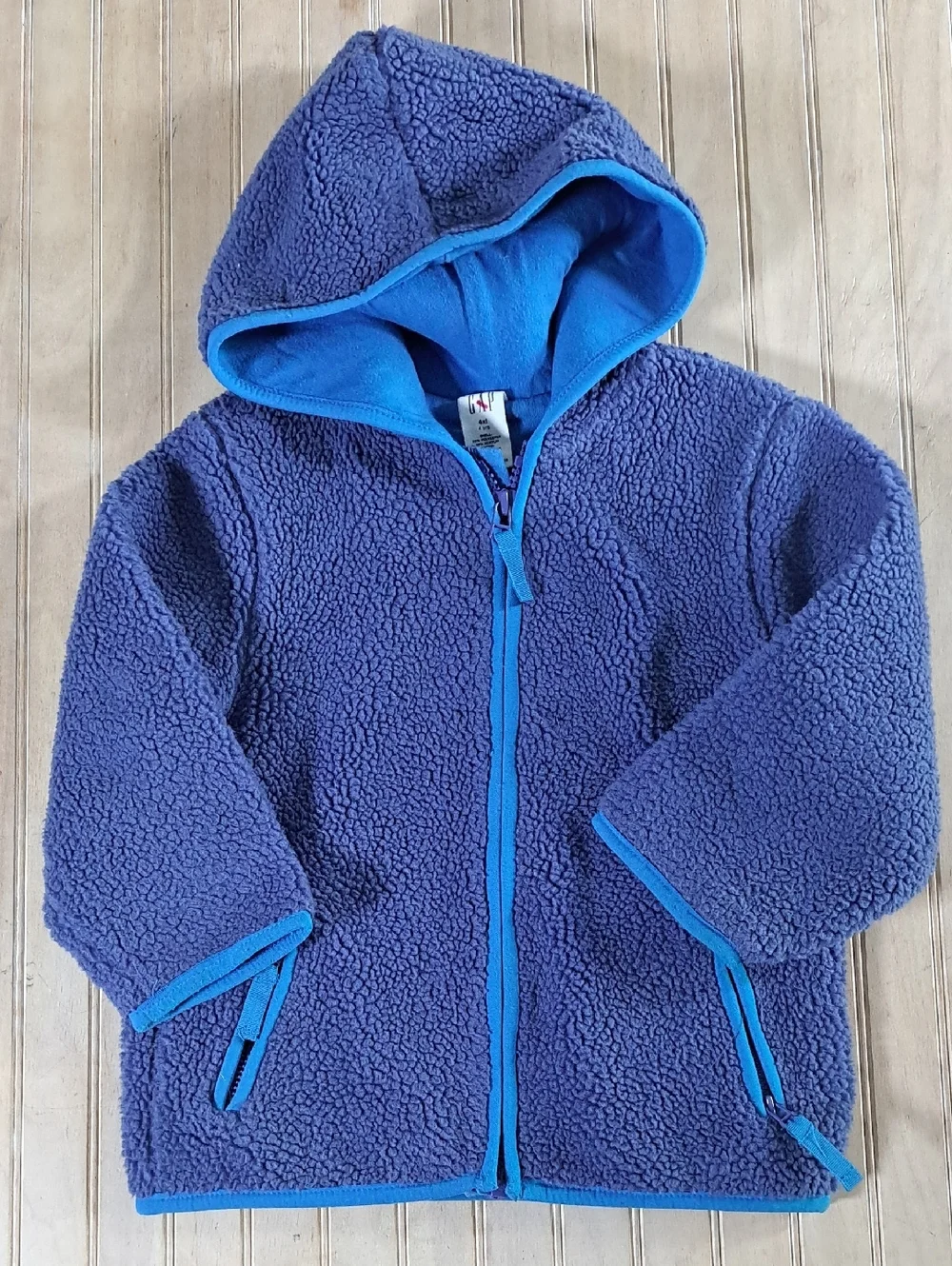 GAP Sherpa Cozy Blue Hooded Full Zip Cotton Lined Fleece Jacket